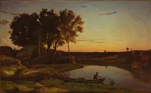 Landschaft mit See und Bootsmann, 1839