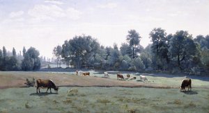 Marcoussis - Kühe beim Grasen, 1845-50 von Jean Baptiste Camille Corot