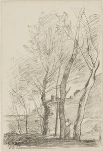 Lesen unter den Bäumen von Jean Baptiste Camille Corot