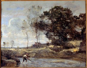 Das Netz wird eingeholt. Gemälde von Camille Corot (1796-1875) von Jean Baptiste Camille Corot