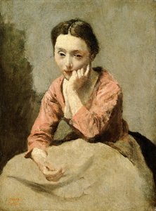 Frau in einer rosa Bluse