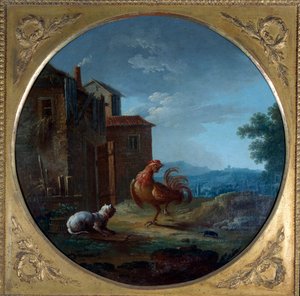 Der Schwein, die Katze und die Maus (Illustration zur Fabel von Jean de La Fontaine) von Jean Baptiste Claudot