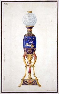 Entwurf für eine Porzellanlampe von Jean Baptiste Dedeban