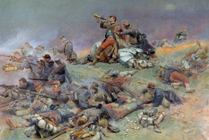 Tod von Kommandant Berbegier in der Schlacht von Saint-Privat (Saint Privat), am 18.08.1870 von Jean Baptiste Edouard Detaille