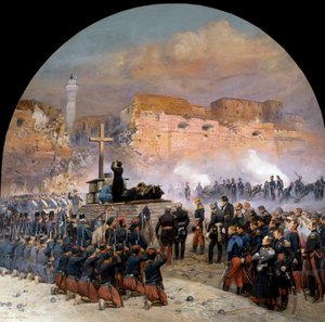 Expedition von Konstantin während der Eroberung Algeriens: Trauergottesdienst für General Denis de Damremont von Jean Baptiste Edouard Detaille