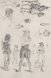 Blatt mit Skizzen Feuille de Croquis, 1868 von Jean Baptiste Edouard Detaille