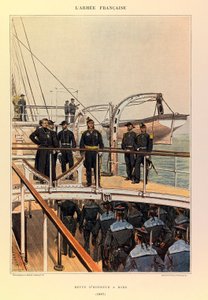 Typen und Uniformen der französischen Armee von Kapitän Jules Richard, illustriert von Edouard Detaille: Marine: Ehrenrevue an Bord 1887, Privatbesitz von Jean Baptiste Edouard Detaille