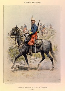 Typen und Uniformen der französischen Armee von Hauptmann Jules Richard, illustriert von Edouard Detaille: Afrikanische Jäger in Landestracht, 1886