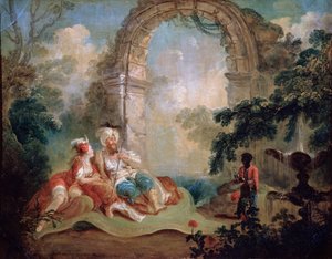 Türkischer Pascha und Odaliske, spätes 18. oder frühes 19. Jahrhundert von Jean Baptiste Hilair