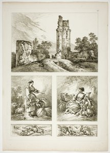 Tafel Sechzehn von 38 aus Oeuvres de J. B. Huet von Jean Baptiste Huet