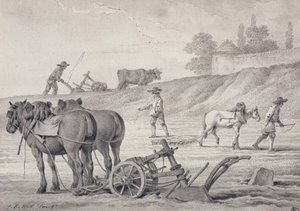 Felder pflügen von Jean Baptiste Huet
