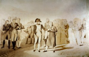Kaiser Napoleon I. und Kaiserin Josephine de Beauharnais besuchen die Textilfabrik von Monsieur Oberkampf in Jouy am 20.06.1806 (Detail)