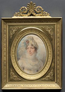 Porträt einer Frau in einem weißen Kleid, 1813 von Jean Baptiste Isabey