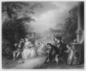 Der Flötenspieler von Jean Baptiste Joseph after Pater
