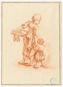 Frau führt ein Kind von Jean Baptiste Le Prince