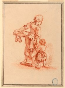 Frau führt ein Kind von Jean Baptiste Le Prince
