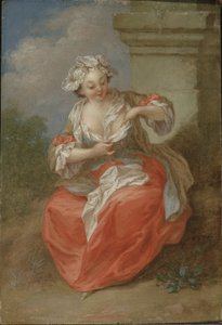 Junges Mädchen, das Flöhe jagt, ca. 1750 von Jean Baptiste Lebel
