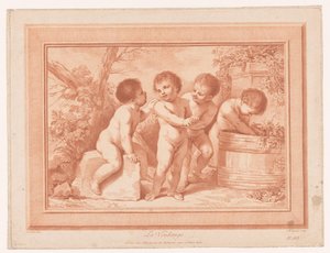 Vier Putti bei einem Weinfass von Jean Baptiste Lucien