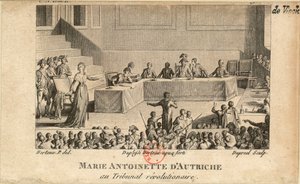 Marie Antoinette vor dem Revolutionstribunal, 1806 von Jean Baptiste Michel Dupréel