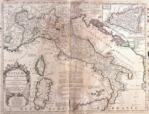 Karte von Italien, mit Korsika, Sardinien und Sizilien von Jean Baptiste Nolin