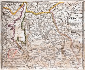 Karte des Gebiets von Verona (Venetien, Italien) von Jean Baptiste Nolin