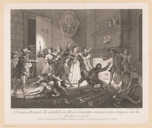 Interieur mit kämpfenden Menschen von Jean Baptiste Oudry