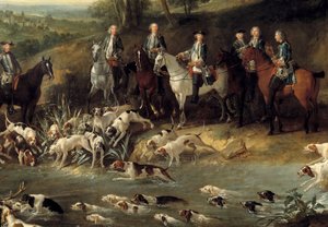 König Ludwig XV. jagt Hirsche im Wald von Saint Germain im Jahr 1730 (Detail)