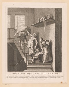 Ragotin mit zwei Damen auf einer Treppe von Jean Baptiste Oudry