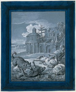 Wölfe greifen Schafe an ("Rein de Trop II") von Jean Baptiste Oudry