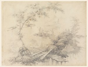 Zeichnung, Chinoiserie-Fantasie, ca. 1780 von Jean Baptiste Pillement