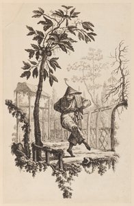 Figur unter einem Ast