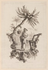 Figur mit Korb unter Ast von Jean Baptiste Pillement