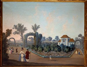Ansicht der Gärten von Benfica in Lissabon 1785, Aquarell von Jean Pillement von Jean Baptiste Pillement