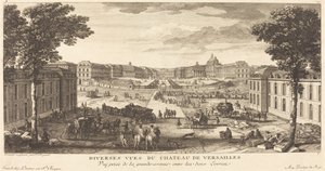 Blick von der großen Allee zwischen den beiden Ställen von Jean Baptiste Rigaud