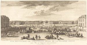 Ansicht der Stallungen von Versailles von der zweiten Gittertür aus von Jean Baptiste Rigaud