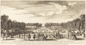 Ansicht des Latonabeckens vom Rand der Terrasse des Schlosses