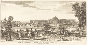 Ansicht des Schlosses und eines Teils der Stadt Versailles von Jean Baptiste Rigaud