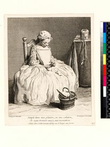 Kleines Mädchen mit ihrem Mittagessen (La Petite Fille aux Cerises) graviert von Charles Nicolas Cochin I (1688-1754) 1738 von Jean Baptiste Simeon (after) Chardin