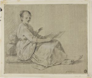 Barfüßige Frau auf dem Boden sitzend von Jean Baptiste Simeon Chardin