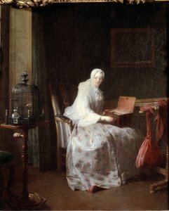 Der Kanarienvogel oder Frau, die ihre Vergnügungen variiert von Jean Baptiste Simeon Chardin