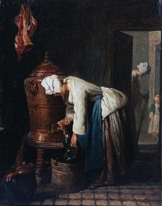 Frau schöpft Wasser am Zisternenbrunnen von Jean Baptiste Simeon Chardin