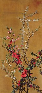 Japanischer Kirschbaum und Weißdornzweige von Jean Benner