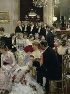 Der Abend - Um das Klavier, ca. 1880 von Jean Beraud