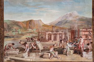 Bacchus mit den Architekten, die den Bau von Nisa planen