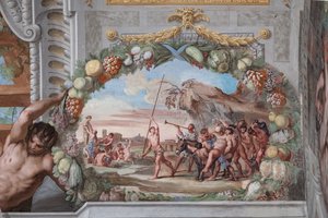 Eines der einundvierzig Paneele mit Szenen, die die Ereignisse des Bacchus erzählen