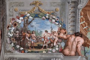 Eines der einundvierzig Tafeln mit Szenen, die die Ereignisse des Bacchus erzählen