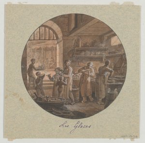 Entwurf für ein bemaltes Porzellan-Serviergefäß, Les Glaces (Eiscreme) aus dem Service des Objets de Dessert (Dessertservice) von Jean Charles Develly