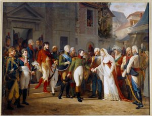 Napoleon I (1769-1821) empfängt Königin Louise von Preußen (1776 - 1810) in Tilsit am 6. Juli. von Jean Charles Tardieu