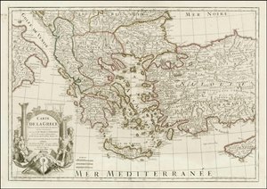 Karte von 1780 - Karte von Griechenland, erstellt auf einer Vielzahl von alten und neuen Berichten, auf denen von Mrs. Whele und Tournefort von Jean Claude Dezauche