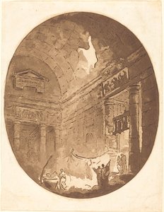 Innenraum einer römischen Villa von Jean Claude Richard, Abbé de Saint Non after Hubert Robert